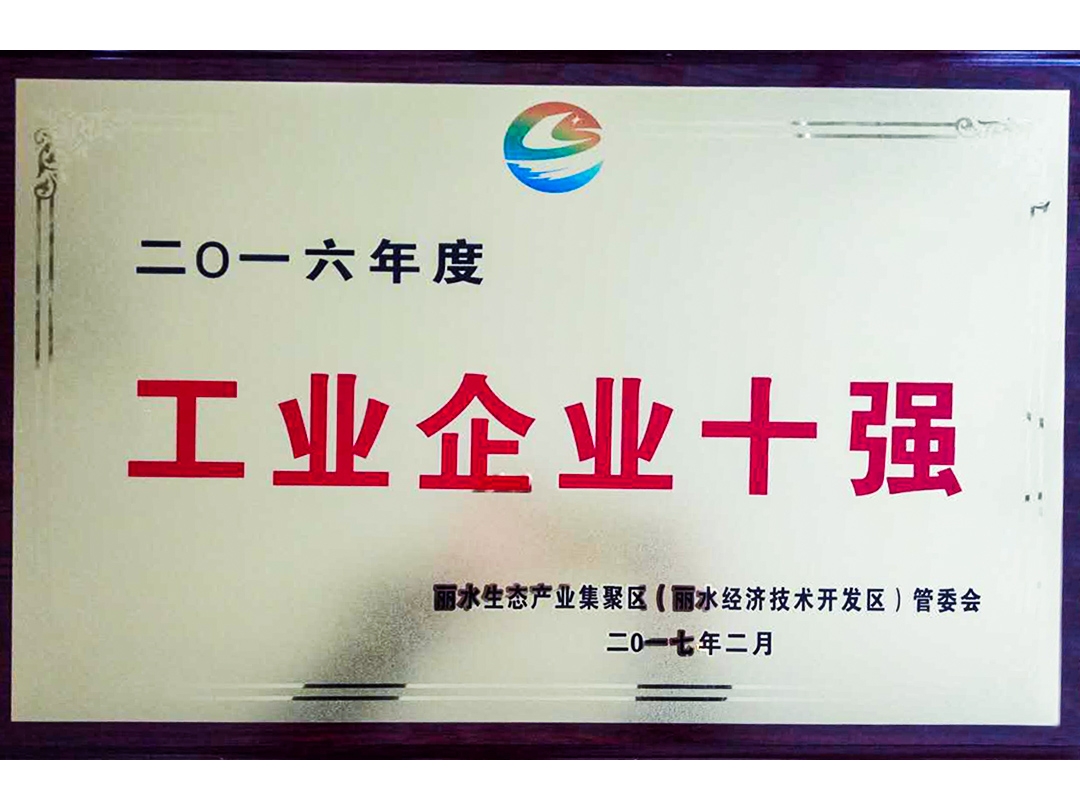 2016年度麗水經(jīng)濟開發(fā)區(qū)工業(yè)企業(yè)十強